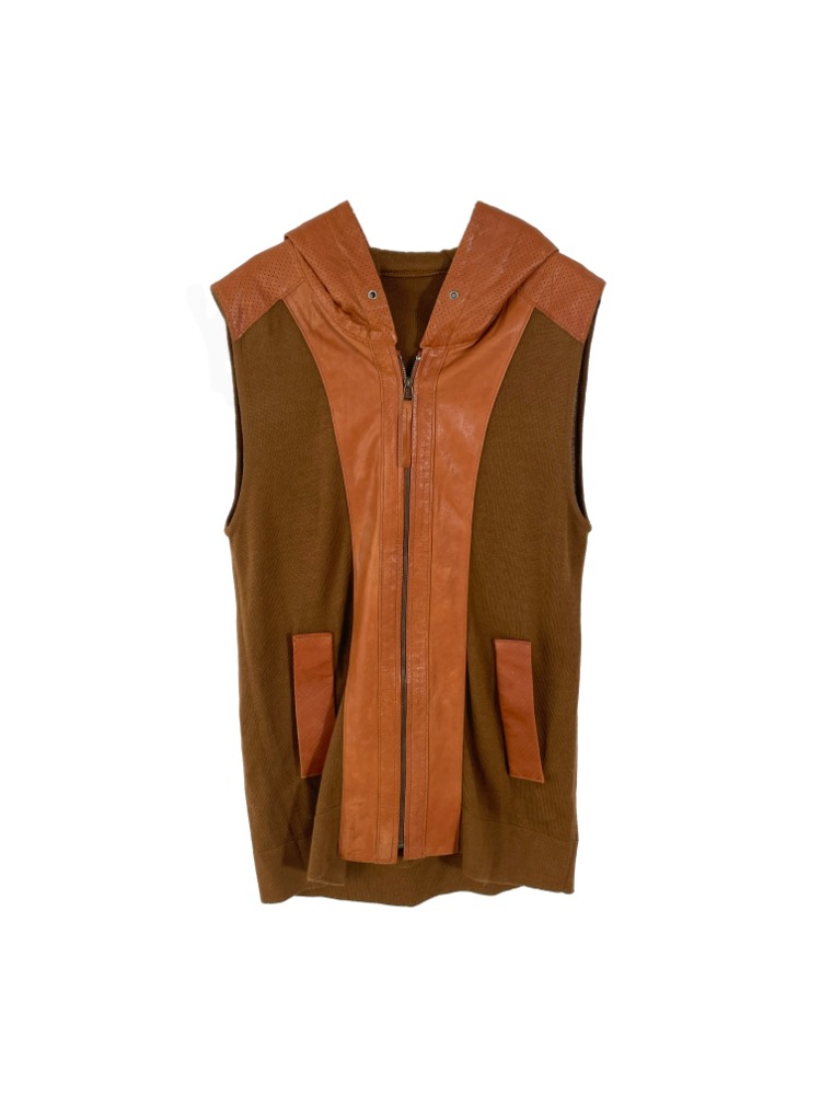 Leather knit vest